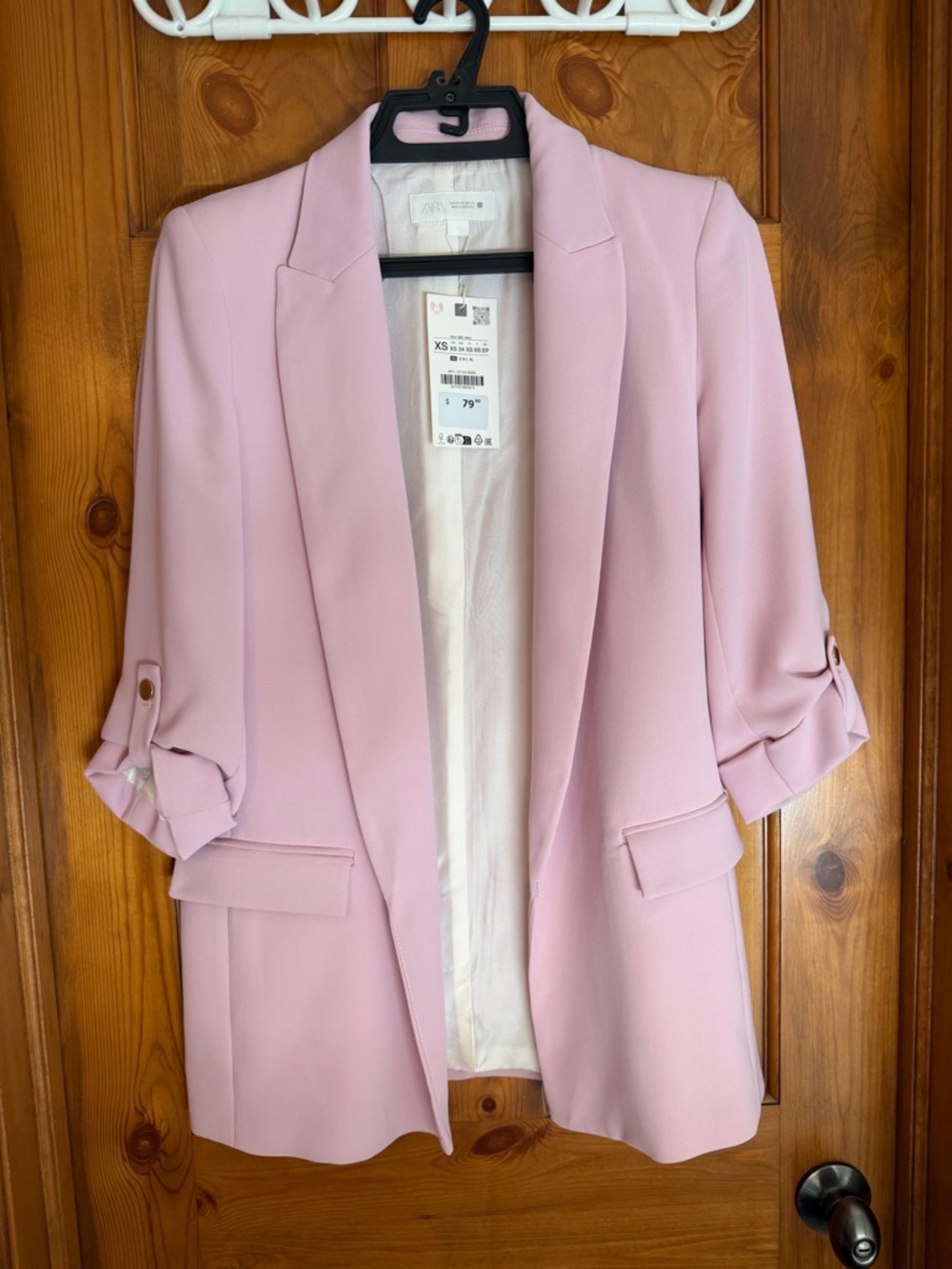 Women's Blush Pink Open-Front Blazer Jacket